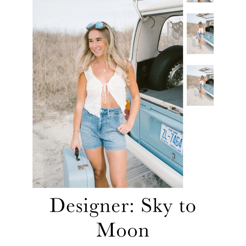 White eyelet tie front top